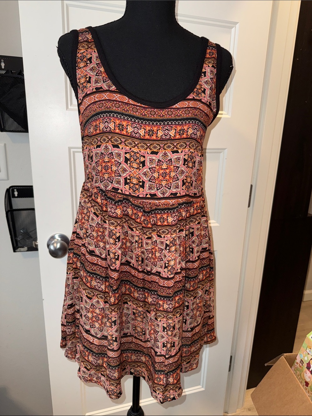 NWT Love By Design Pink & Brown Printed Sleeveless Mini Dress XS